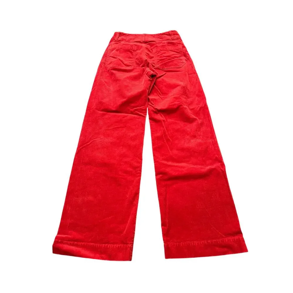 Anthropologie Maeve COLETTE Wide-Leg Pants Corduroy RED Womens Size‎ 28 - Picture 4 of 6